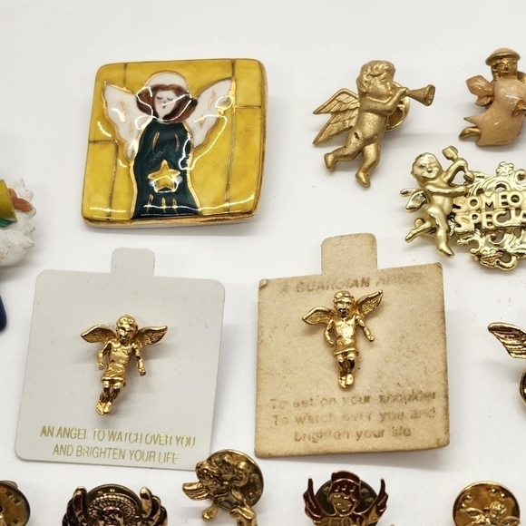 Vtg bulk Lot of 33 resellers Angel cupid Cherub pinback pin lapel brooch - Picture 10 of 12